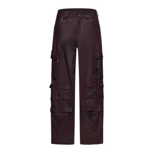 Niv Pruim Leren Cargo Broek Salvatore Santoro , Brown , Dames