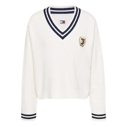 Witte Trui met Ribstructuur Tommy Hilfiger , White , Dames