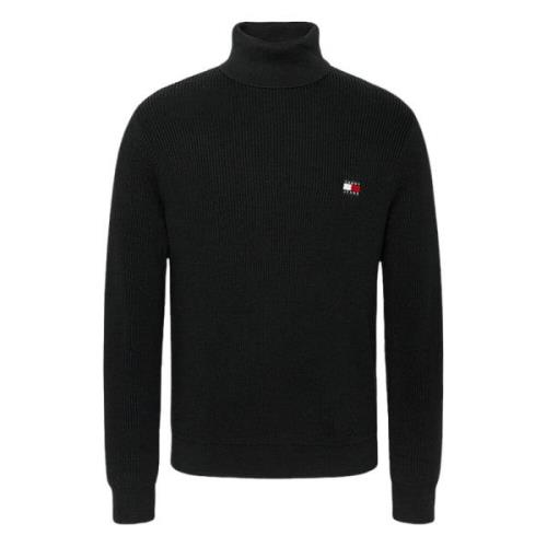 Zwarte Trui Slim Fit Wol Tommy Hilfiger , Black , Heren