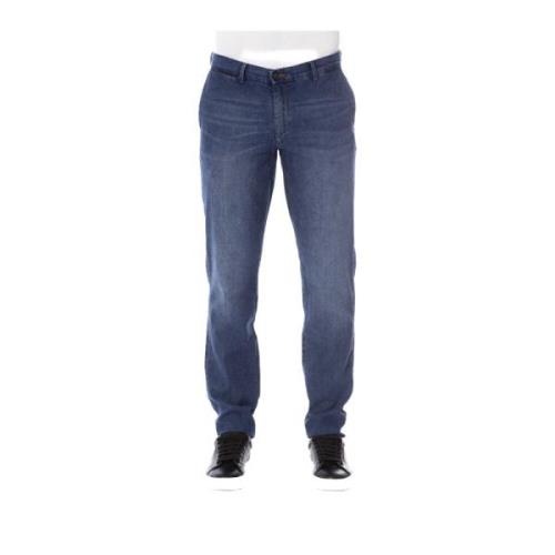 Denim Jeans - Knoop- en Ritssluiting Trussardi , Blue , Heren