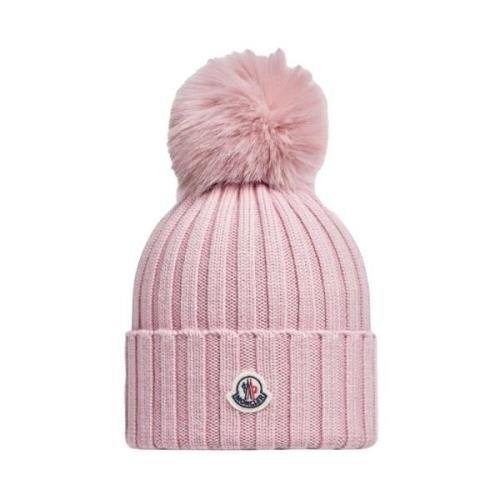 Pom Pom Beanie in Roze Wol Moncler , Pink , Dames