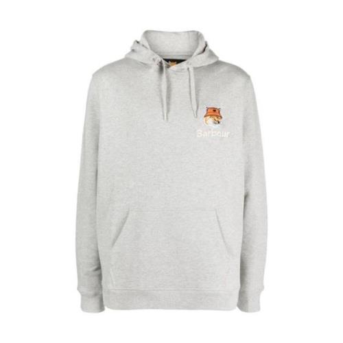 Logo-geborduurde katoenen hoodie Barbour , Gray , Heren