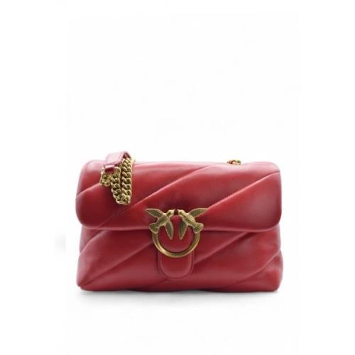 Gewatteerde Schapen Nappa Leren Tas Rood-Goud Pinko , Pink , Dames