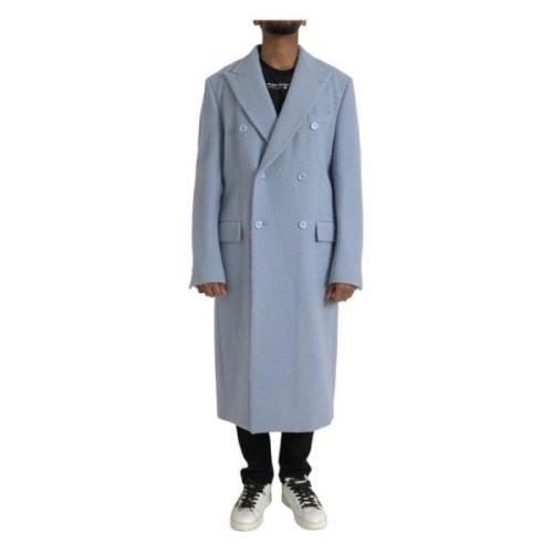 Blauwe Dubbelrijige Trenchcoat Jas Dolce & Gabbana , Blue , Heren