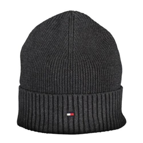 Geborduurde Logo Katoenen Beanie Hoed Tommy Hilfiger , Gray , Heren