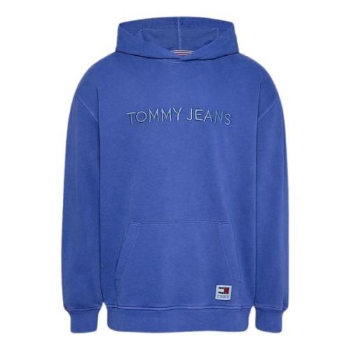 Blauwe Hoodie Sweater Relaxte Pasvorm Tommy Hilfiger , Blue , Heren