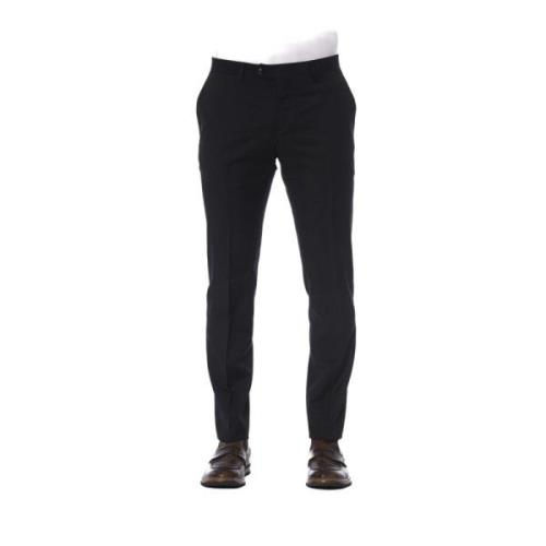 Stijlvolle Broek met Knoop- en Ritssluiting Trussardi , Black , Heren