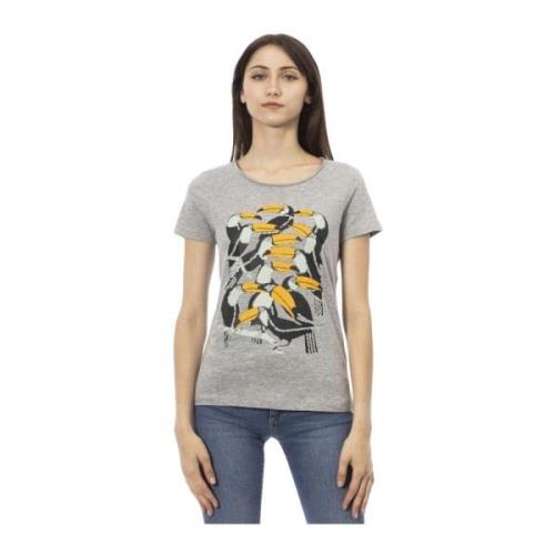 Korte Mouw Ronde Hals T-shirt Trussardi , Gray , Dames