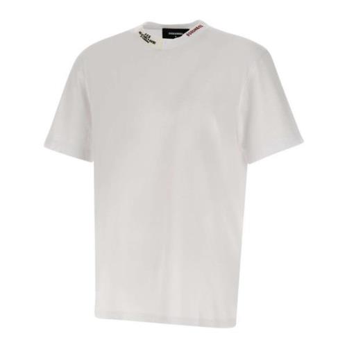 Witte Katoenen T-shirt met Logo Dsquared2 , White , Heren