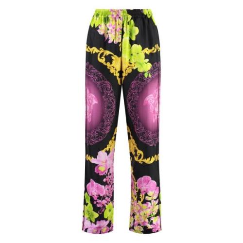 Bloemen zijden pyjamabroek Versace , Multicolor , Dames