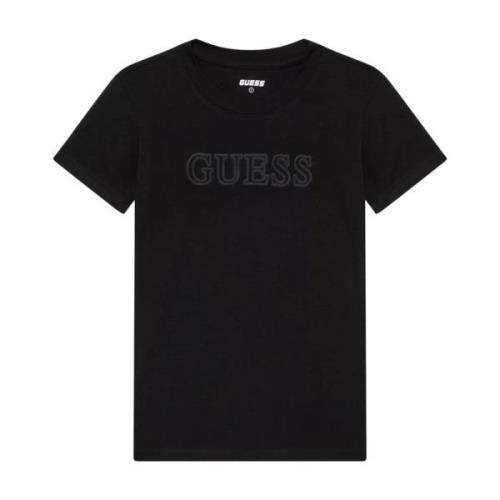 Logo Relief T-shirt - Zwart Guess , Black , Unisex