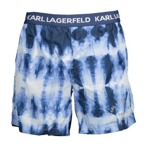 Strandkleding Heren Blauwe Zwembroek Karl Lagerfeld , Blue , Heren