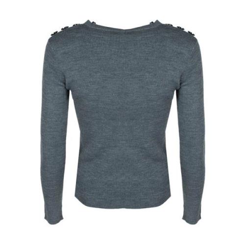 Gebreide Trui Ronde Hals Wolmix Pinko , Gray , Dames