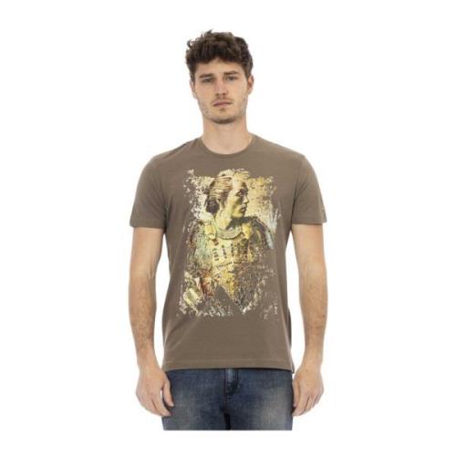 Korte Mouw Ronde Hals T-Shirt Trussardi , Brown , Heren