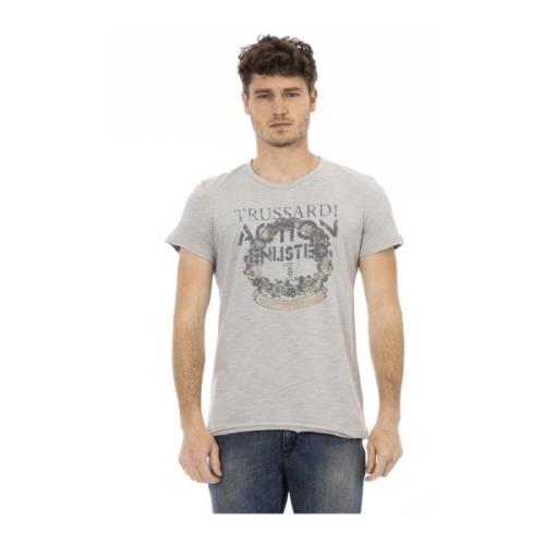 Korte Mouw Ronde Hals T-Shirt Trussardi , Gray , Heren