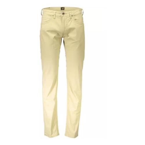 Beige Katoenen Straight Broek Lee , Beige , Heren