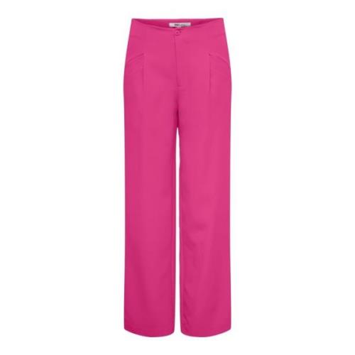 Wijde Plooiende Broek Only , Pink , Dames