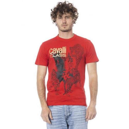 Logo Print Korte Mouw T-shirt Cavalli Class , Red , Heren