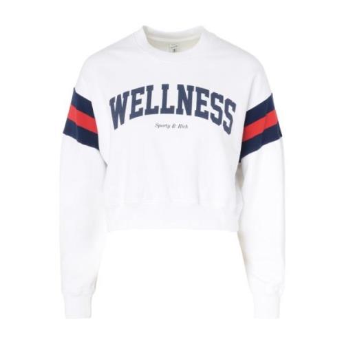 Witte en blauwe cropped hoodie Sporty & Rich , White , Dames