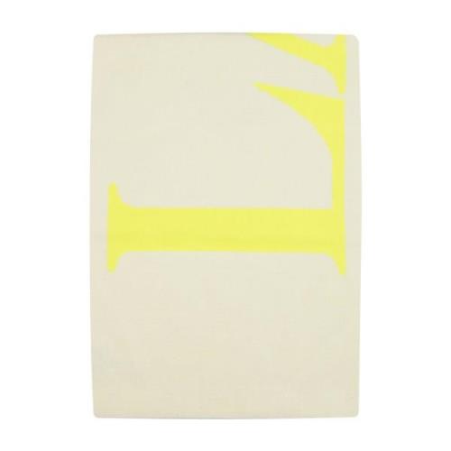 Neon Yellow Logo Wool Scarf Lanvin , Beige , Dames