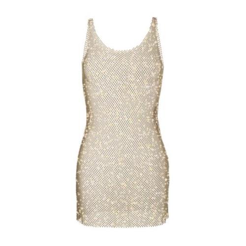 Rhinestone Mesh Mini Jurk Santa Brands , Beige , Dames