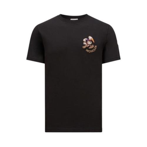 Geborduurd Patch T-shirt met Mon Duck Moncler , Black , Heren