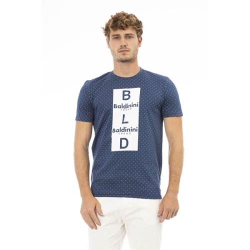 Korte Mouw Ronde Hals T-shirt Baldinini , Blue , Heren