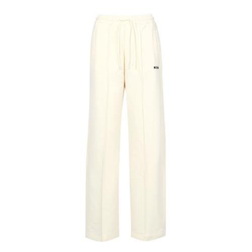 Crème Wijde Pijp Katoenen Broek Msgm , Beige , Dames