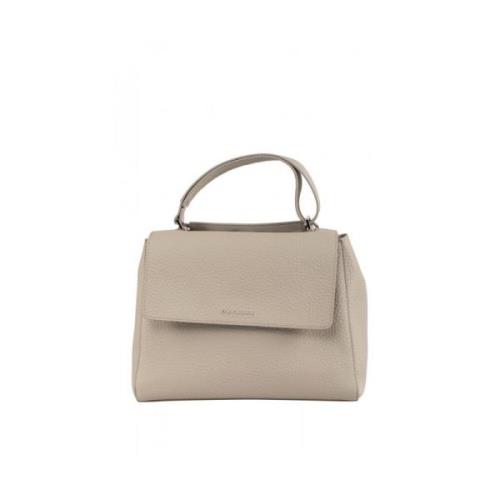 Dames Leren Handtas Sveva Medium Orciani , Beige , Dames