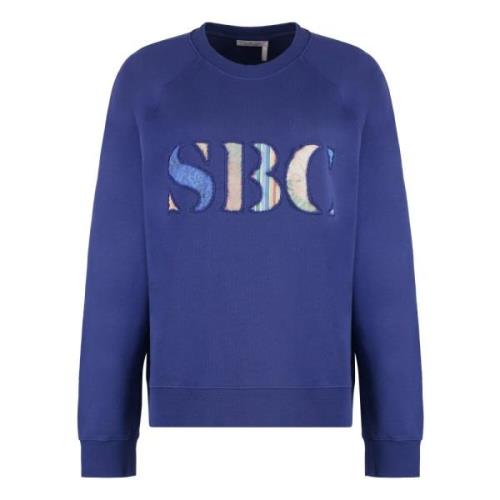 Geribbelde Katoenen Crew-Neck Sweatshirt See by Chloé , Purple , Dames