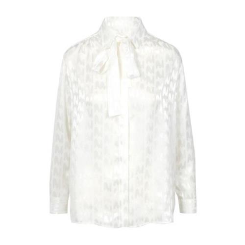 TheMwave Jacquard Satijnen Overhemd Wit Msgm , White , Dames