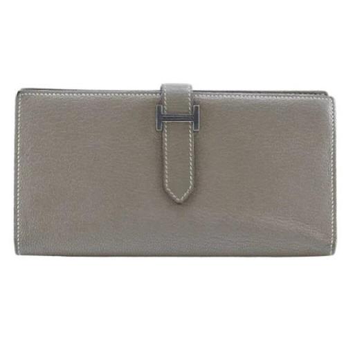 Pre-owned Leather wallets Hermès Vintage , Gray , Dames