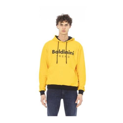 Hoodie met voorzaklogo Baldinini , Yellow , Heren