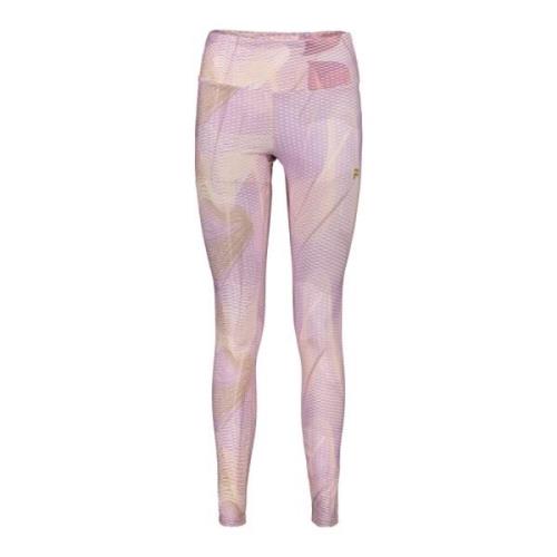 Paarse Leggings met Reflecterende Logo Print Fila , Purple , Dames