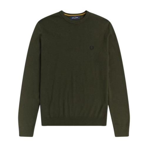 Heren Crewneck Sweater K9601 Geribbeld Fred Perry , Green , Heren