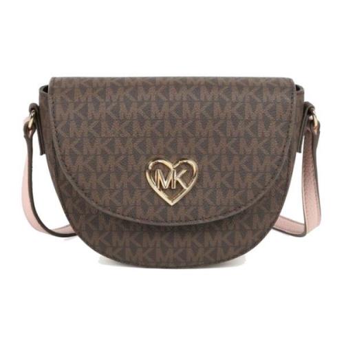 Monogram Print Mini Schoudertas Michael Kors , Brown , Dames