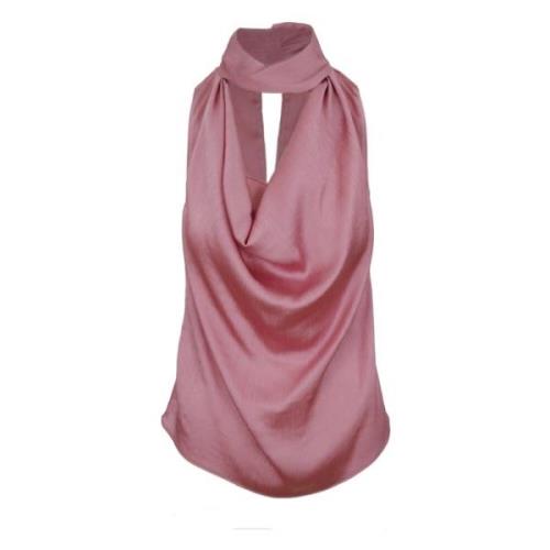 Satin Crepe Blouse Oversized Fit Pinko , Pink , Dames