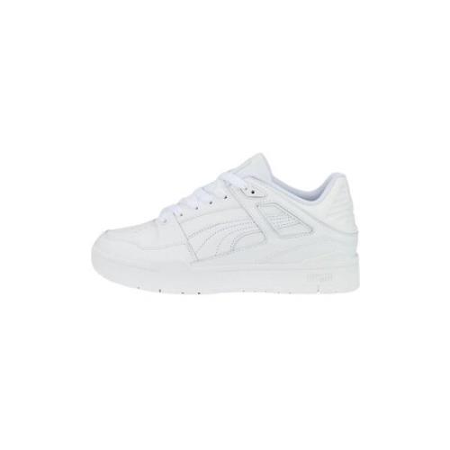 Basketbal-geïnspireerde Leren Sneakers Puma , White , Dames