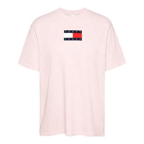 Roze Streetwear T-shirt met Branding Tommy Hilfiger , Pink , Dames