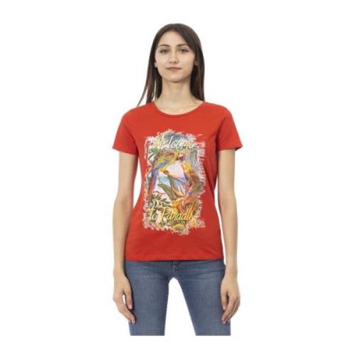 Korte Mouw Ronde Hals T-Shirt Trussardi , Red , Dames