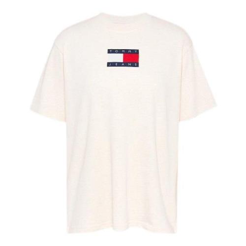 Streetwear T-shirt met Opvallende Branding Tommy Hilfiger , Beige , Da...