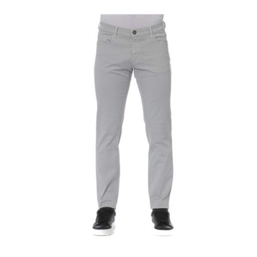 Stijlvolle Jeans met Knoop en Rits Trussardi , Gray , Heren