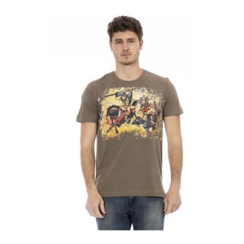 Korte Mouw Ronde Hals T-shirt Trussardi , Brown , Heren