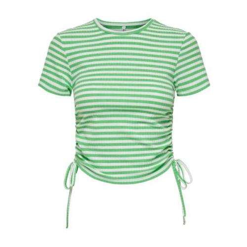 Gerimpeld korte mouw top Only , Green , Dames