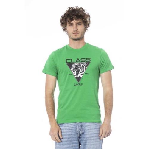 Logo Print Korte Mouw T-shirt Cavalli Class , Green , Heren