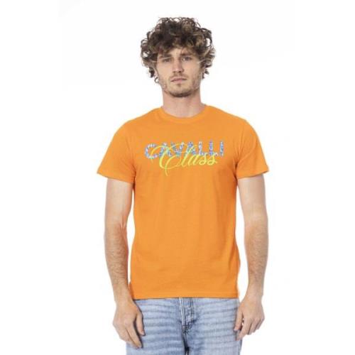 Logo Print Korte Mouw T-shirt Cavalli Class , Orange , Heren