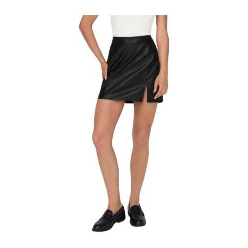 Faux Leather Split Rok Only , Black , Dames