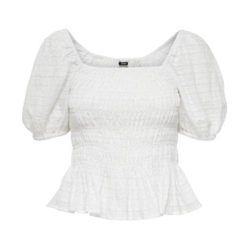 Smock Top Blouse Only , White , Dames