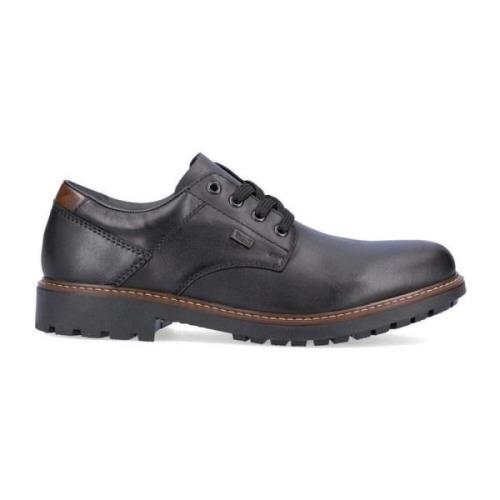 Klassieke zwarte leren zakelijke schoenen Rieker , Black , Heren