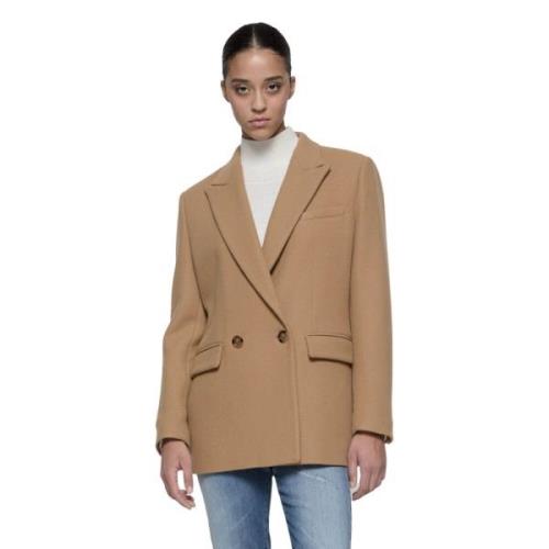 Oversized Wool Coat Blazer Jas Dondup , Brown , Dames